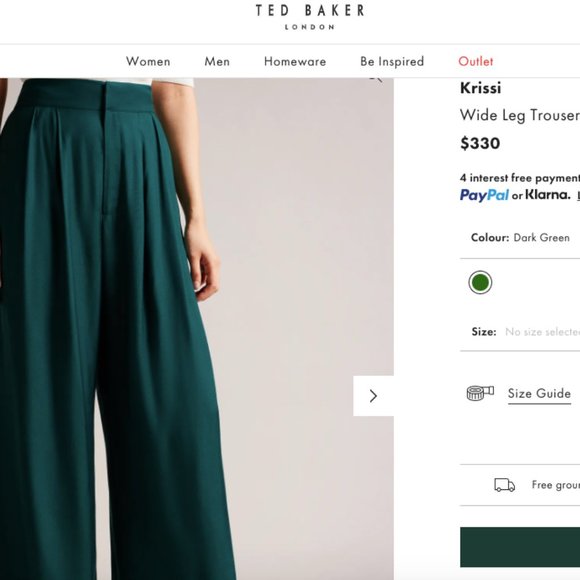 Navy Ted Baker Wide Leg Trousers - Picture 4 of 5